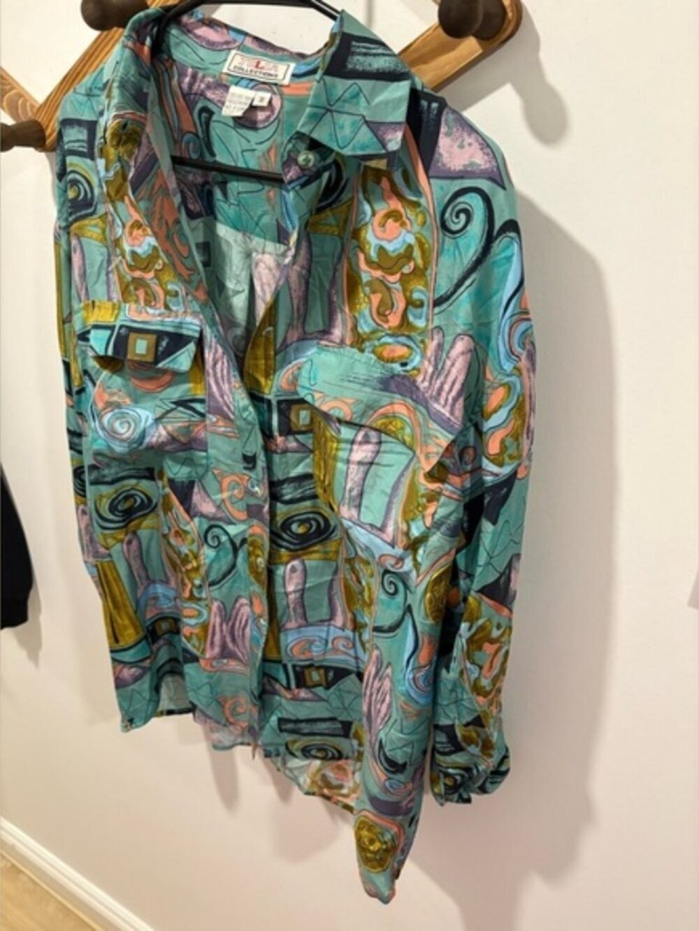 Julia Collections Vintage 100% Silk Abstract Blouse M